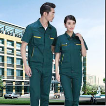 灰色高領(lǐng)拼色滌棉細斜短袖工作服FY610